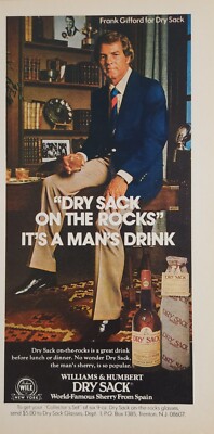 1975 Print Ad Williams & Humbert Dry Sack Sherry From Spain Frank Gifford