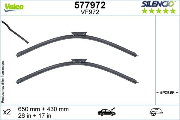 Wischblatt Scheibenwischer Silencio Flat Blade SET Valeo 577972 FüR CitroËN C4-image