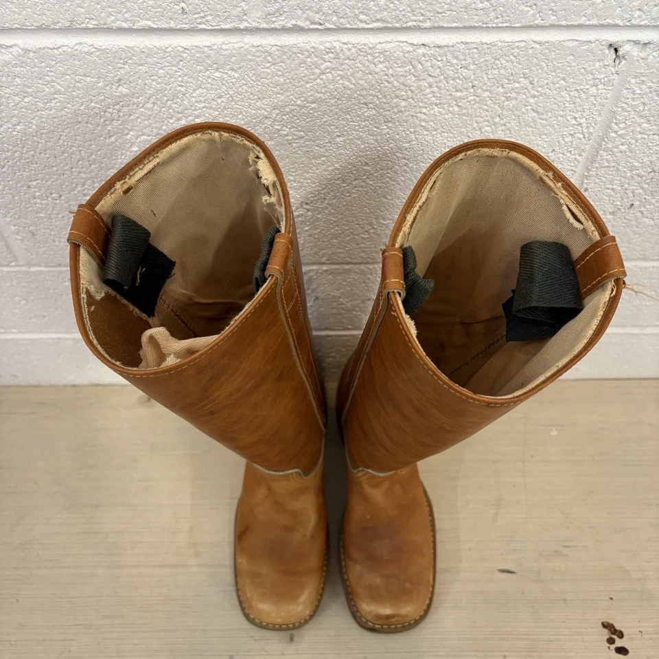 Deadstock 复古女式 20 世纪 70 年代 Tan Dingo 校园靴 5 码 — 第 4/4 张图片