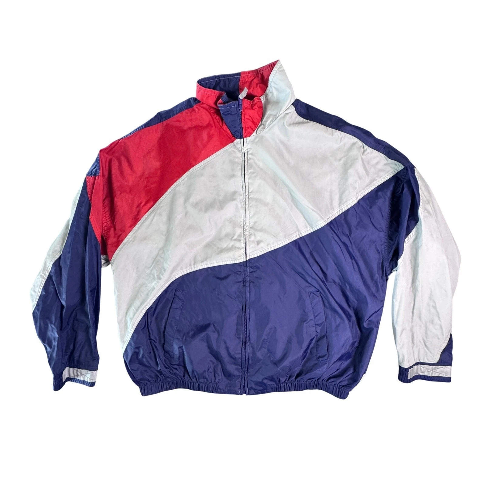 Vintage 90s Safety Jac Windbreaker Jacket Large Colorblock Navy Red Silver Retro
Opens in a new wind
