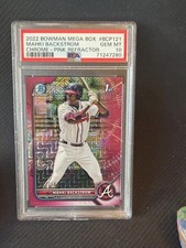 Mahki Backstrom 2022 Bowman Mega Box 1st Chrome Pink Refractor /199 PSA 10