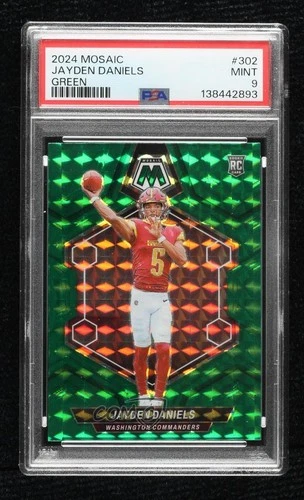 2024 Panini Mosaic Rookies Green Prizm Jayden Daniels #302 PSA 9 MINT Rookie RC