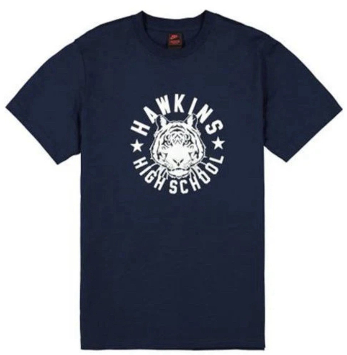 Nike Stranger Things Hawkins High Netflix Tee Shirt Blue RARE CK2342-419 Large