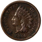 1864 Indian Head Cent 1c Very Fine VF+