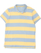 IZOD Mens Polo Shirt XL Blue Striped Cotton BS05