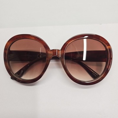 NEW Oversized Round Tortoise Sunglasses Brown Gradient Lens UV400 Retro Chic