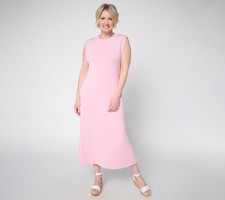 Belle by Kim Gravel Regular ScubaLuxe Maxi Dress w/ Bra Blocker Bleached Mauve X