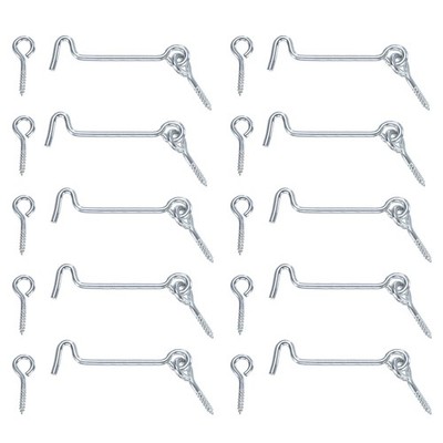 10-Pack Hook and Eye Latch for Door 2.5 Inch Stainless Steel Door Lock [Silver]