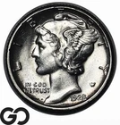 1928-S Mercury Dime, Lustrous Solid Gem BU++, Full Split Bands