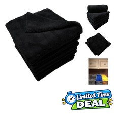 Microfiber Towel Edgeless 500 GSM 16 x 16 Inch Black 6 Pack Car Drying Wash