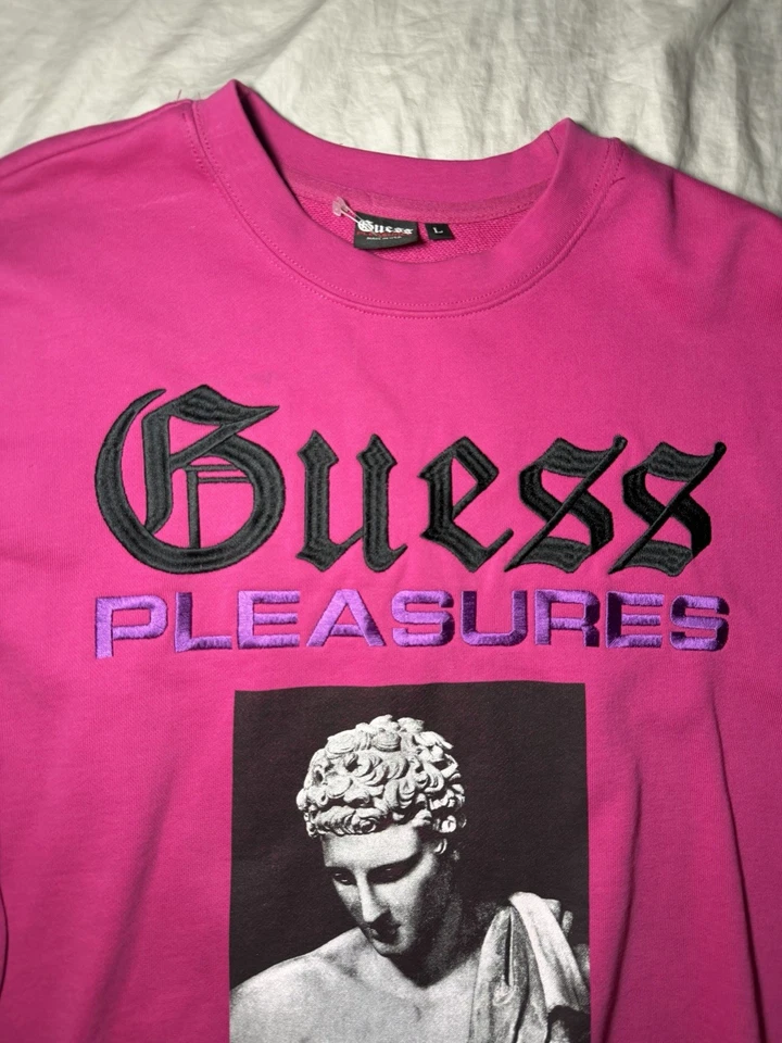 Guess x Pleasures Size Large Fuchsia Sweatshirt - Image 2 of 4