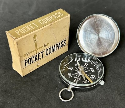 VINTAGE YCM JAPAN MAGNETIC PRECISION POCKET COMPASS w/NEEDLE LOCK - MODEL 1D50