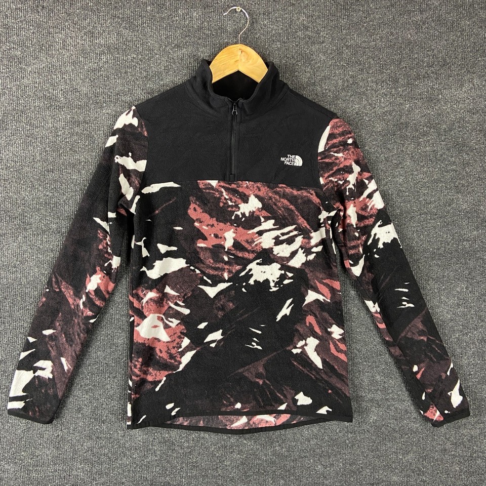 The North Face Womens Jacket S Black Geometric Fleece Long Sleeve 1/4 Zip Winter