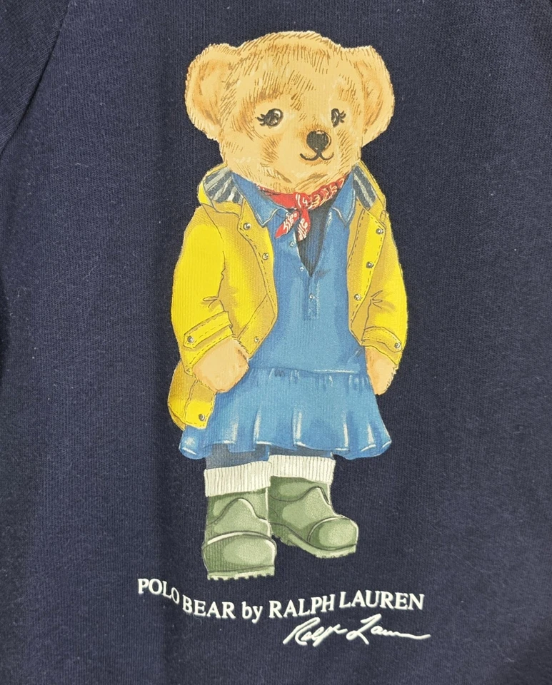 Polo Ralph Lauren Oso Sudadera Vestido Niñas M 8-10 Azul Marino Manga Larga Foto 3 de 4