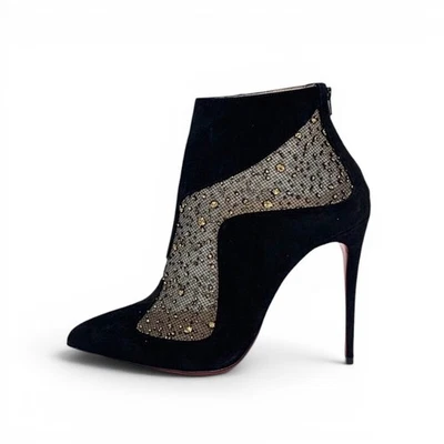 Bottes courtes Christian Louboutin Papillo EU:38 US:8 noir paillettes dorées - Photo 1/4