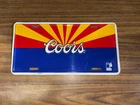 Vintage & Rare State Of Arizona Flag Coors Beer Metal License Plate Badge Tag