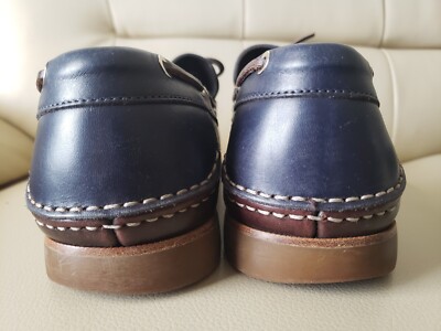 SALVATORE FERRAGAMO Brown Leather/Navy Suede Boat Deck  display picture 1