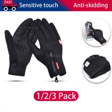 1/2/3 Pack Black Touch Screen Gloves Windproof Warm Glove Outdoor Sports Cycling