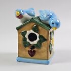 Collectible Ceramic Birdhouse W/Removable Bluebird Salt & Pepper Shaker Set