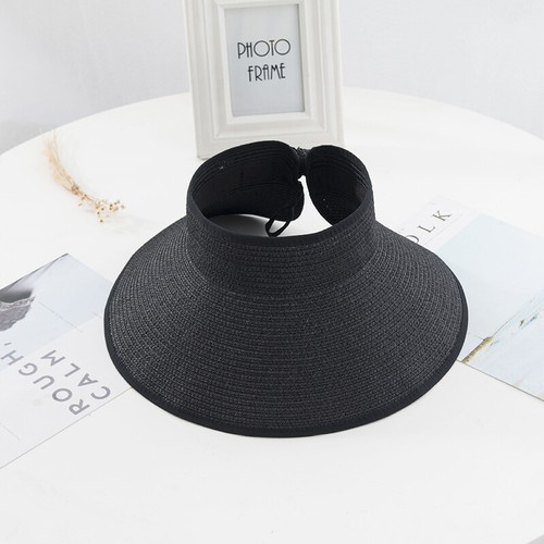 Cappello donna visiera parasole tinta unita tesa larga estivo tessuto spiaggia cappello berretto - Foto 28 di 39