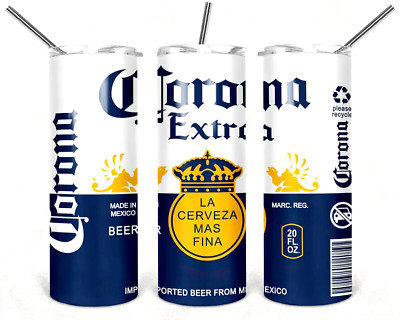Corona Extra Multicolor 20oz Insulated Tumbler Box Lid Clear Straw New
