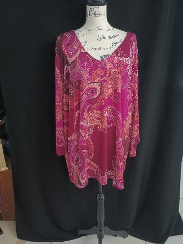 Susan Graver Knit Paisley Top Blouse Size 3X READ Description Wrong Sz Tag   z85 - Picture 4 of 13
