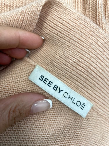 SEE by CHLOE Gr. UK 12 US 8 IT 44 - M Wolle KASCHMIR Rosa - Pfirsich Strickjacke - Picture 2 of 8