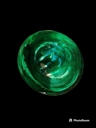 Green Swirl Kosta Boda Art Glass Decorative Bowl With Tag - Picture 2 of 7