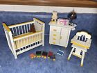Dollhouse Crib Dresser Nursery Set Furniture Baby Room Yellow Town Square
