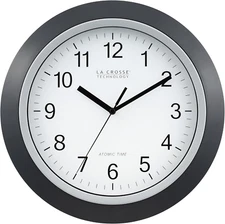 12 Inch Atomic Wall Clock Analog Self Setting Silent Sweep Indoor Black Frame