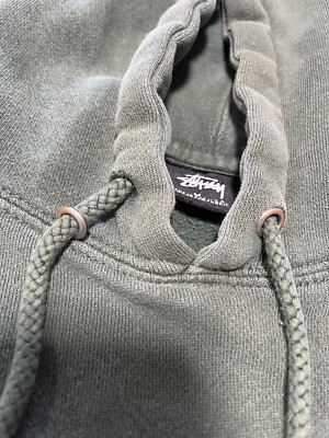 Vintage 90s Stussy International Faded Green Hoodie Size Mens