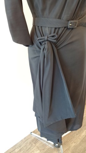 Vintage 1940's Black Rayon Dress Drape Front - Picture 2 of 12
