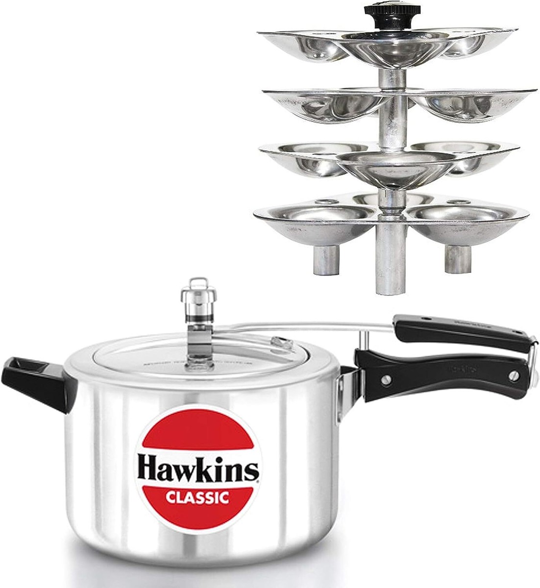 Hawkins Classic Aluminium Pressure Cooker With Idli Stand,