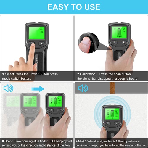 5 in1 Digital Stud Finder Wood Metal Pipe Wire Wall Sensor Scanner Detector R5W2 - Picture 7 of 12