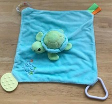 Stephan Baby Turtle Green Lovey Lovie Security Baby Blanket rattle, teether