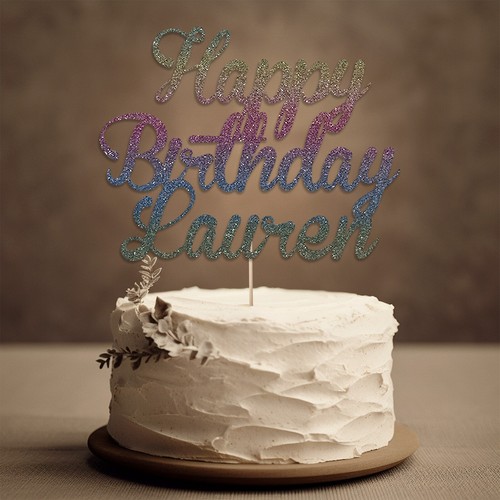 Cake Topper Personalizzato Glitter 950GSM Buon Compleanno Qualsiasi Nome Cake Topper - Foto 15 di 16