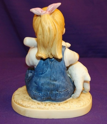 1985 DENIM DAYS PORCELAIN HOMCO FIGURINE NEW BEGINNINGS WITH DEBBIE & LAMB #1500 - Picture 4 of 6