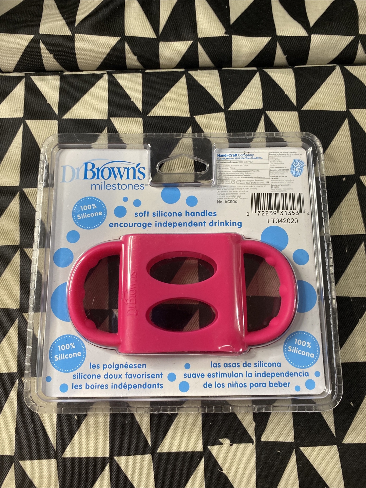 Dr. Browns Pink 100% Silicone Baby Bottle Handles 4+M Fits Standard/Narrow (NEW)