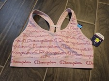 Champion Women's Logo Cutout Racerback Medium Support Sports Bra Size Large Pink