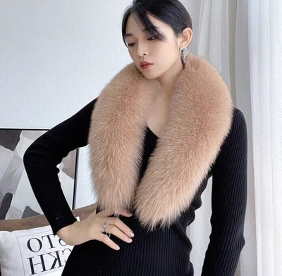Fur Collar Natural Pink Scarf Coat Jacket Shawl Women Female Size Neck Clothing