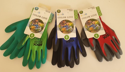 4 Paar KIXX Gartenhandschuhe für Gartenarbeit Größe 8 grün, blau, rot, schwarz - Bild 3 von 10
