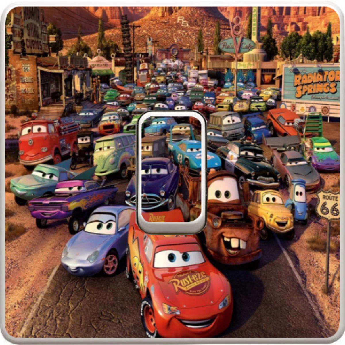 Calcomanía adhesiva de vinilo interruptor de luz de película de dibujos animados de Disney Cars para dormitorio de niños #150