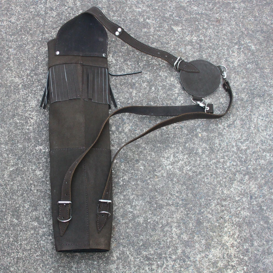 New Traditional Genuine Leather Archery Back Arrow Quiver Hunting Pouch Belt Bag - image 2 of 4