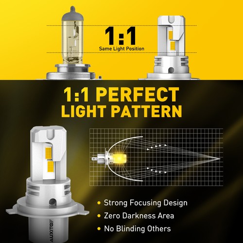 Pair AUXITO H4 9003 60000LM Kit LED Headlight Bulb High Low Beam Golden Yellow - Picture 5 of 14