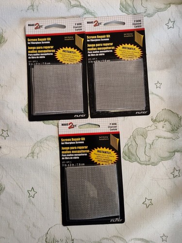 3 pk.Screen Patch Repair Kit 3" x 3" Fiberglass Screens 5 Pack #P8096 15 patches
