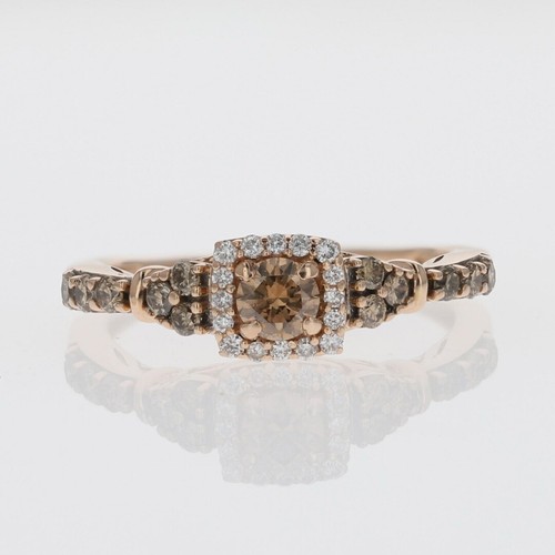 Le Vian® .47ctw Round Brown Diamond Halo Statement Ring 14k Rose Gold Size 5.5