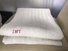 Antik Bauernleinen Leinen handgewebt Laken 155x102 Monogramm IHM MB Tischdecke?