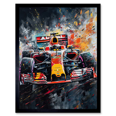 Rennfahrer Rennen Action Schuss Gemälde gerahmt Wandbild Bild Druck 12x16