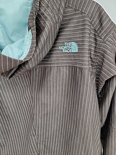 The North Face Recco Avalanche Mens Jacket Size L Gray Striped Hooded Hyvent Ski - Picture 11 of 18
