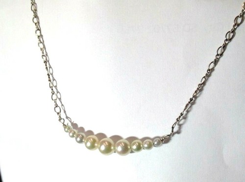 pearl 6.4mm-2mm Stationed Necklace 16 